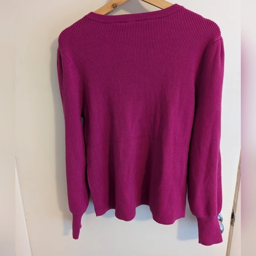 Soft Surroundings Womens Sweater Pink Long Sleeve Ribbed Size Petite Large Top